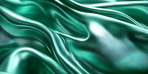 Obraz premium Teal silk fabric with elegant folds and luxurious texture.