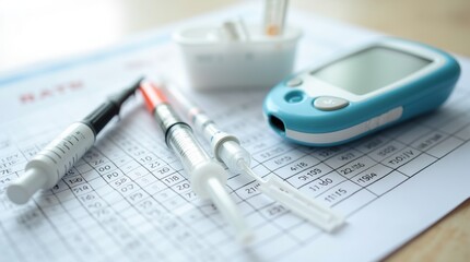 Fototapeta premium Diabetes Management Tools on Blood Sugar Chart for Monitoring