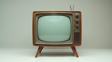 Vintage Television Set With Wooden Frame and Tapered Legs