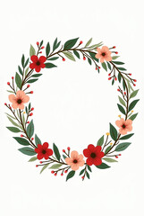 Christmas doodle drawing floral wreath circle border design