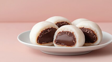 Delicious chocolate mochi on plate