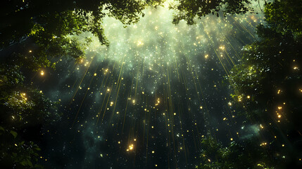 The extra terrestrial canopy shimmered with a myriad of space elements arranged in a delicate cascade. Cascade. Illustration