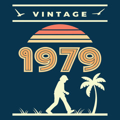 Vintage 1979 Retro Sunset Graphic Design