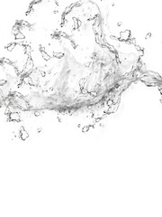 Flowing water creating beautiful splashes on a white background, white