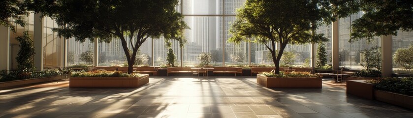 Obraz premium Serene Urban Oasis: A Tranquil Sanctuary in the Heart of the City