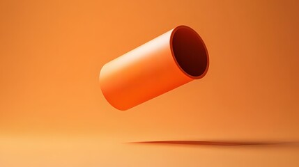 Abstract Orange Cylinder Minimalist 3D Render