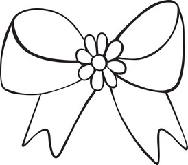 Bow Outline illustration Vector hand-drawn line art Cute romantic decor for greeting cards, wedding invitations, stickers.