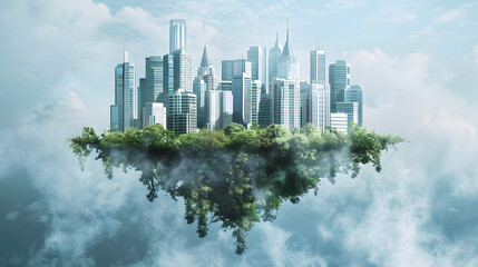 Fototapeta premium skyline reflected in water