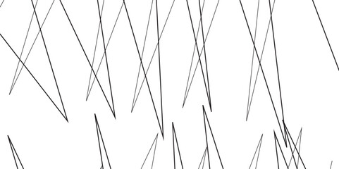 Abstract black and white liens with many squares and triangles shape on white background. Abstract black diagonal lines and luxury elegant pattern background.abstract simple chaotic thin line pattern.