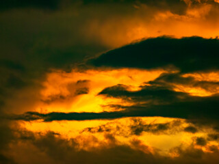 Dramatic cloudscape on a summer evening in southwest Florida, for background or element with motifs of instability and transition in nature