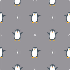 Fototapeta premium Cute Cartoon penguin seamless pattern background. Vector Illustration.