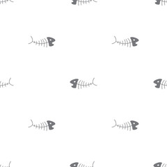 Cute Fish bones Seamless pattern. Cartoon Fish skeleton, background. Vector Illustration.