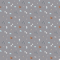 Polar animals seamless pattern. Cute Cartoon arctic animals background. Vector Illustration.