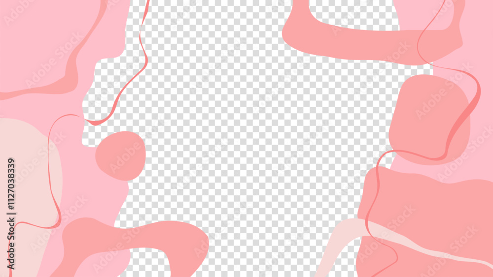 Poster abstract graphic template with various curved pink colored shapes and lines for wedding invitations 