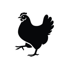 Fototapeta premium Chicken or rooster silhouette vector illustration on white background