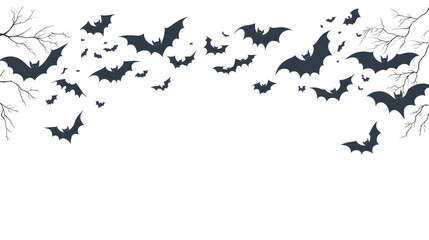 Obraz premium Flying black bats flat style illustration isolated on white background