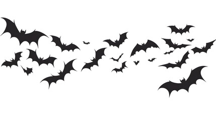 Fototapeta premium Flying black bats flat style illustration isolated on white background