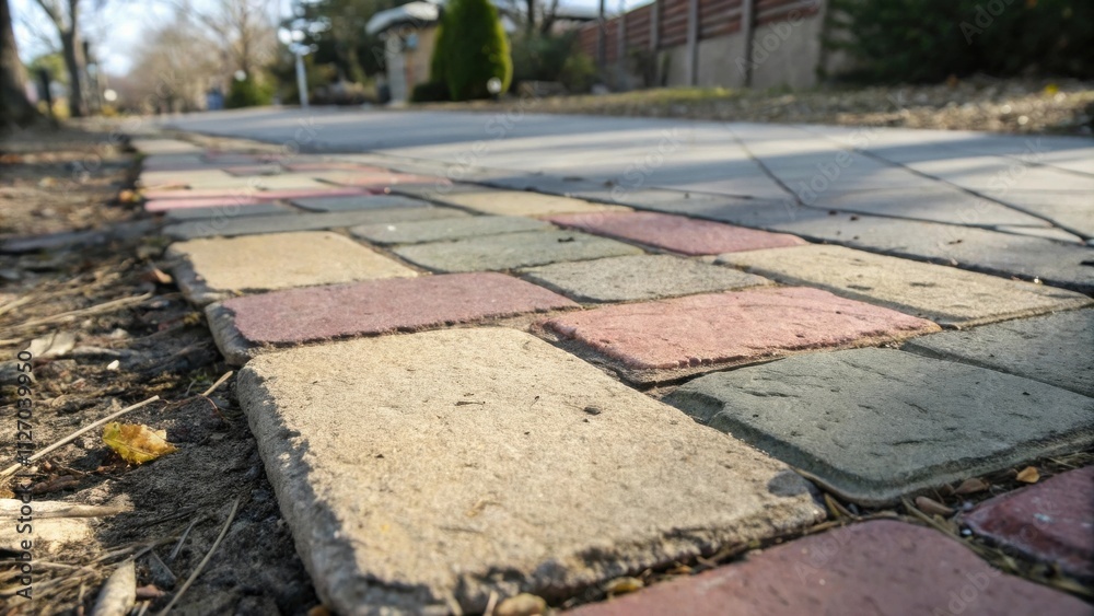 Leinwandbilder a close-up view of a brick pathway, showcasing the intricate details and textures of the individual 