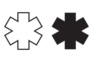 Medical Cross outline and black filled icon set. Vector illustration.