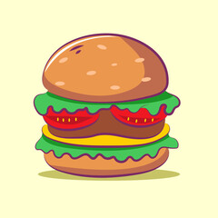 cute vector burger is flying for elements, clipart and sticker