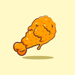 cute vector design fried chicken is flying for elements, clipart and sticker