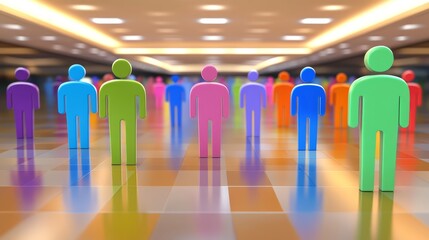 Diverse group of individuals standing together in a line, representing unity and teamwork