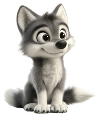 PNG Cute baby wolf cartoon animal style. © Rawpixel.com