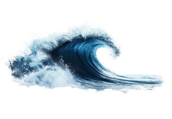 Fototapeta premium Water wave isolated on a white background, water splash in the air, clean and minimalistic with copy space for text.