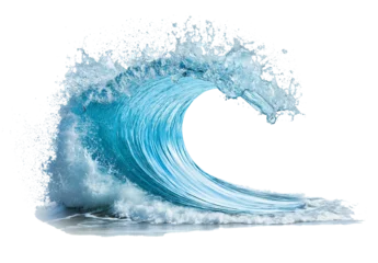 Fototapete Water wave isolated on a white background, water splash in the air, clean and minimalistic with copy space for text. © 수동 김