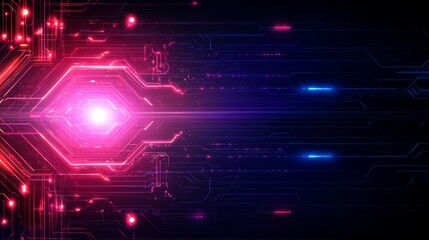 Fototapeta premium Abstract technology background with glowing hexagon and futuristic lights design