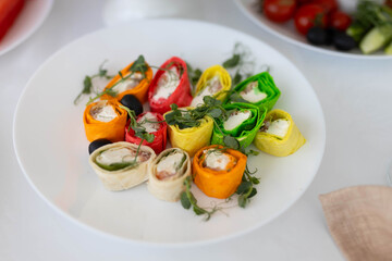 beautiful colorful snacks at the banquet