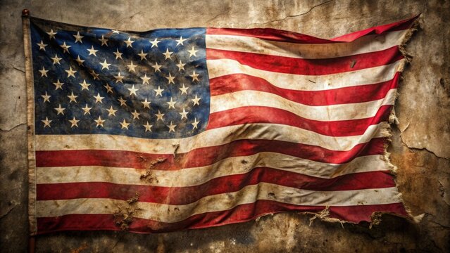 Old tattered grunge american flag
