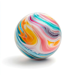 Obraz premium Colorful Swirled Marble Ball Isolated on white background.