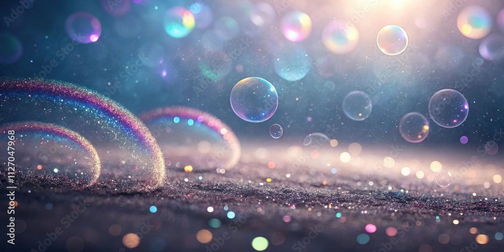 Aufkleber A sparkling and magical background with soap bubbles and shimmering rainbows, creating a dreamy and enchanting atmosphere.