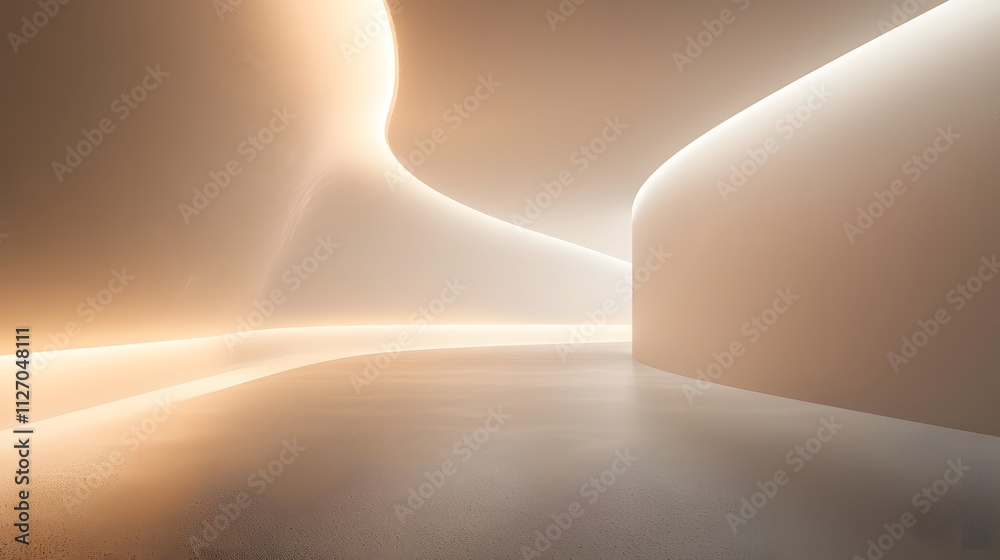Poster A minimalist layout showcasing soft waves of glowing arcs transitioning seamlessly across a neutral backdrop, symbolizing effortless connection.