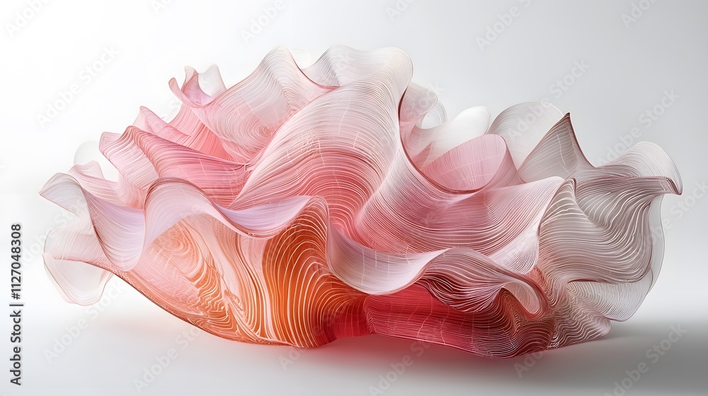 Aufkleber A conceptual display of flowing translucent layers glowing in pastel gradients, representing seamless integration of ideas.