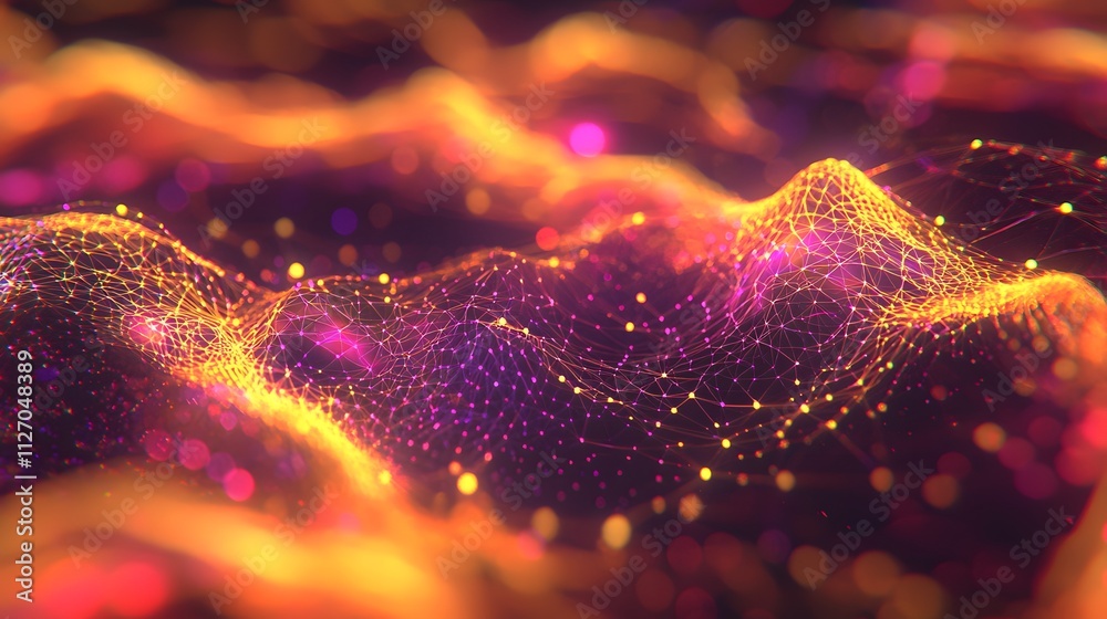 Poster A 3D rendering of glowing points, connected by smooth translucent lines, arranged in a symmetrical web that symbolizes seamless interaction.