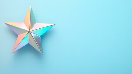 Fototapeta premium Pastel Iridescent Star on Light Blue Background