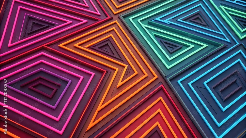 Poster a symphony of geometric shapes, vibrant colors, and subtle depth creates a captivating visual experi