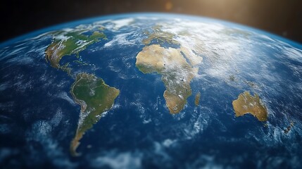Fototapeta premium A Detailed View Of Planet Earth From Space Showing Continents And Oceans