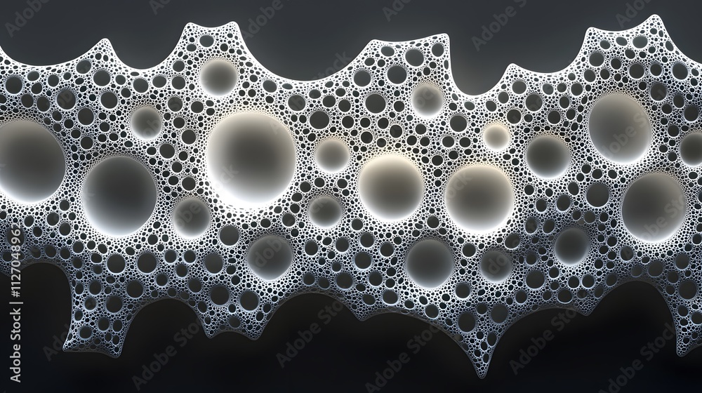 Fototapete an intricate grid of glowing translucent shapes arranged symmetrically, forming a seamless digital-i