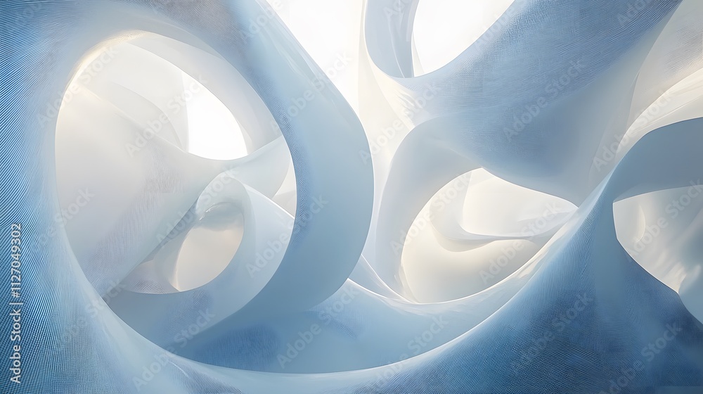 Poster A minimalist perspective of radiant shapes flowing seamlessly across a clean gradient background.