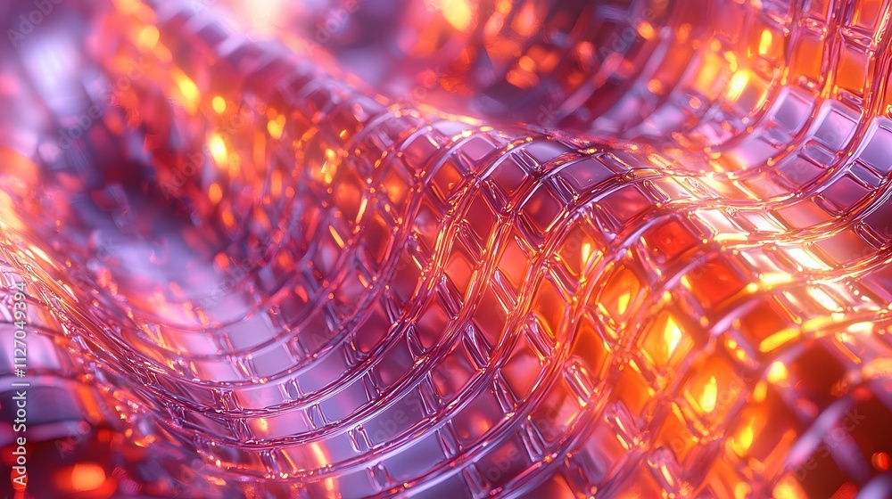 Poster a vibrant design of glowing interwoven arcs blending seamlessly into a radiant texture.