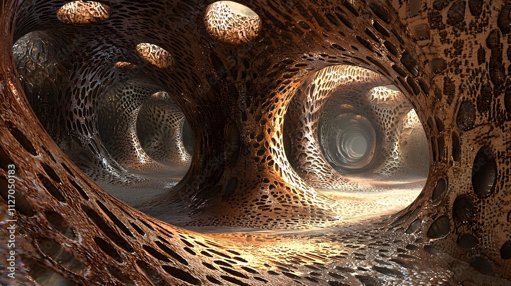 Aufkleber a futuristic perspective of radiant pathways blending into a smooth seamless abstract pattern.
