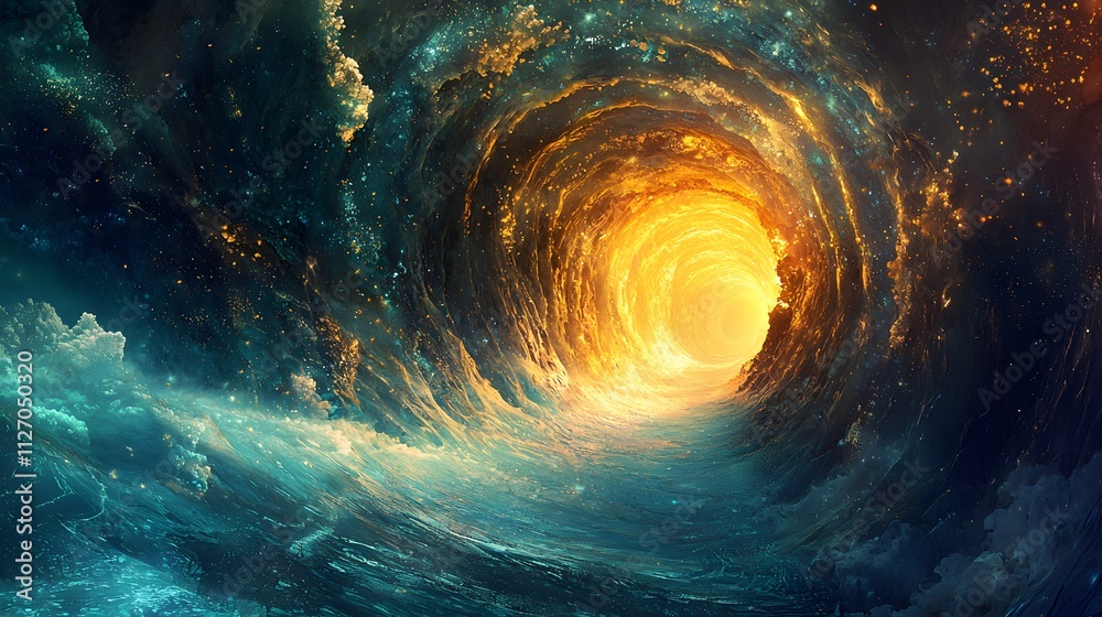 Aufkleber A futuristic depiction of translucent glowing pathways transitioning into a seamless flow.
