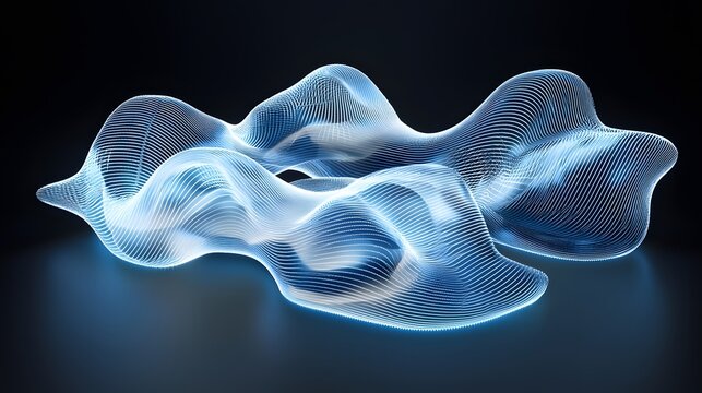 A futuristic layout of glowing ribbons arranged symmetrically into a seamless digital mesh.