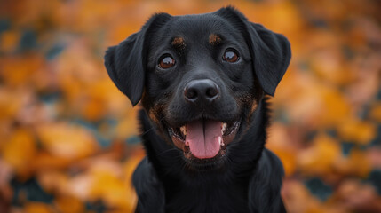 A close-up portrait of a black and tan dog with soulful amber eyes, capturing its thoughtful expression. The dog's detailed fur texture. Ideal for pet, loyalty, or emotional themes.