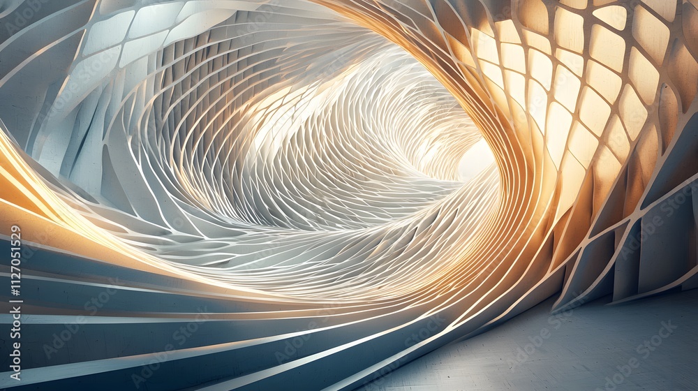 Poster A conceptual design of translucent arcs glowing subtly and merging into a seamless abstract texture.