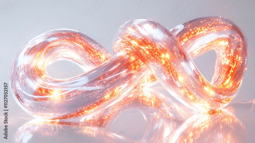 Poster A conceptual display of glowing numeric symbols, with soft reflections and overlapping layers creating an ethereal visual effect. White background. No shadow