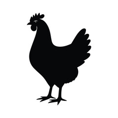 Rooster silhouette isolated on white background